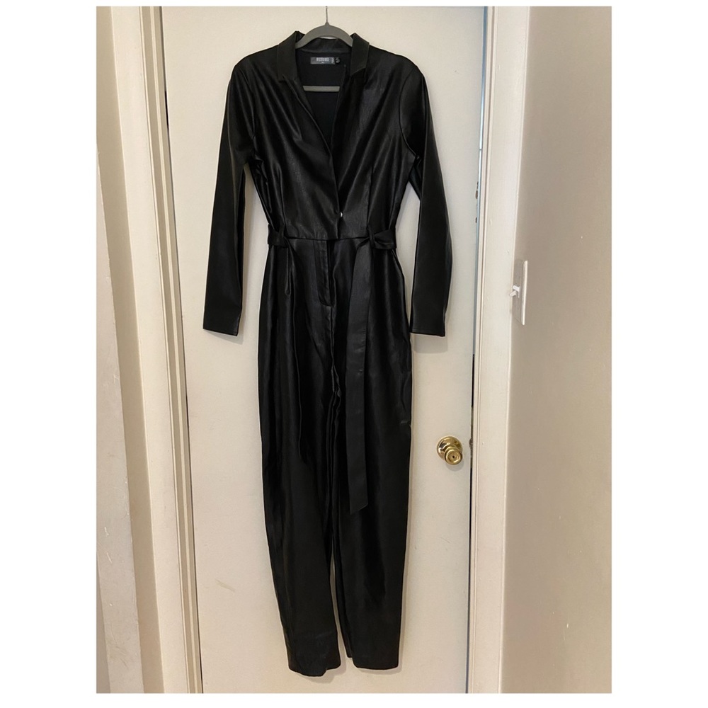 Black leather jumper - misguided